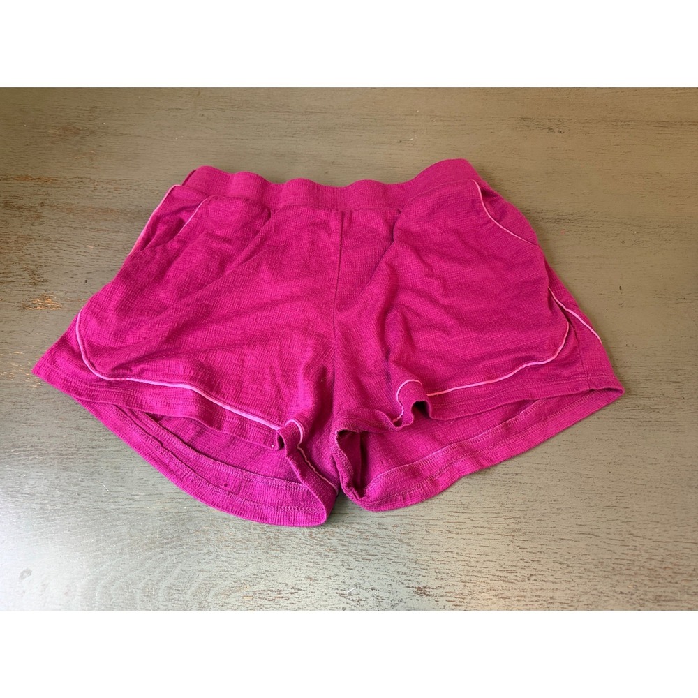 Midnight Carole Hochman Lounge Shorts Magenta Pink Waffle Knit Sleep Pockets M